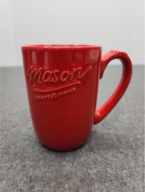 Mason Craft & More Large Red Coffee Mug 16 oz Cup Farmhouse Country Tall Rustic